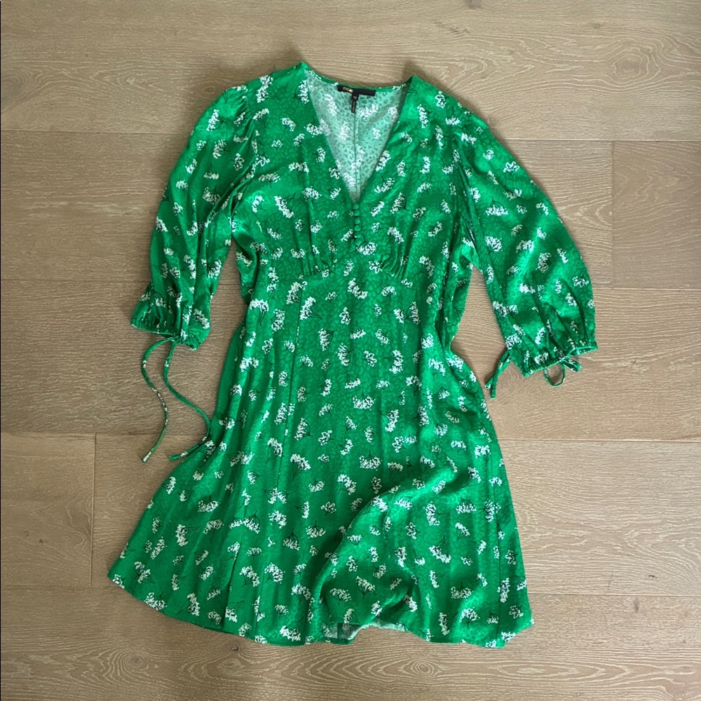 Maje Rizelle Green Floral Mini Dress like new size 40